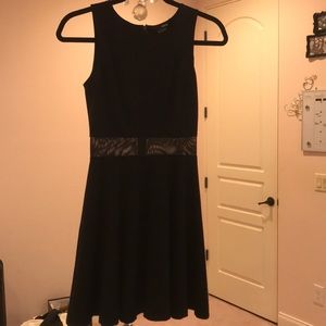 Bloomingdales AQUA brand mesh cutout a line dress